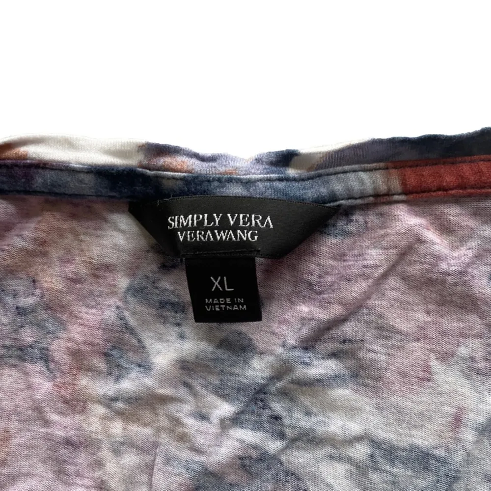 Simply Vera Vera Wang Blue Floral Print Tank Top Size XL - Image 2