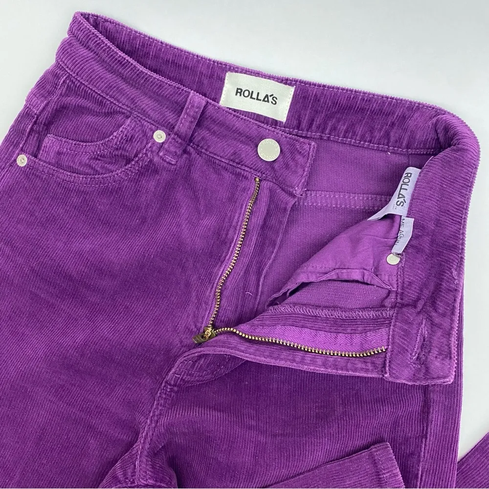 Rolla’s X Free People Original Straight High Rise Cord Corduroy Jeans Grape Purple Size 25 - Image 8