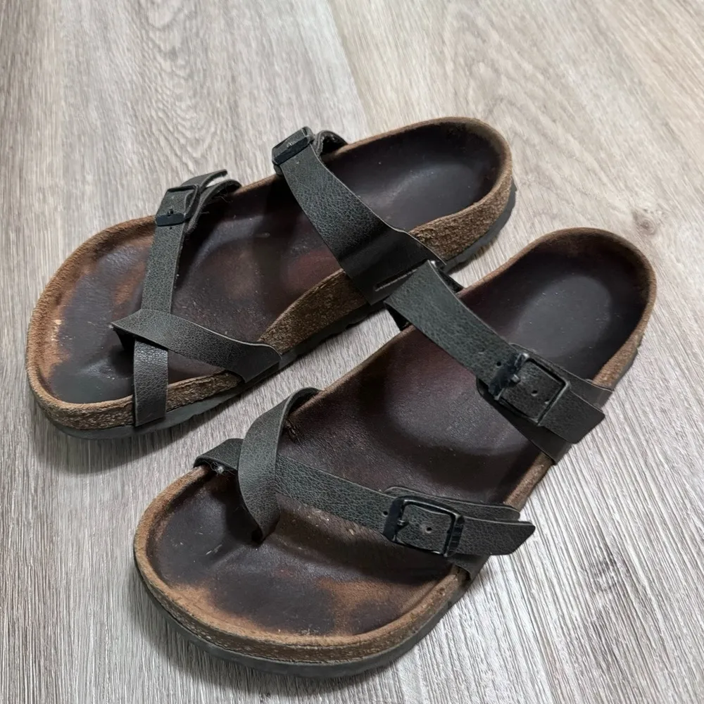 Birkenstock Women's Mayari Birkibuc Sandals Pebbled 38 Brown Black - Image 5