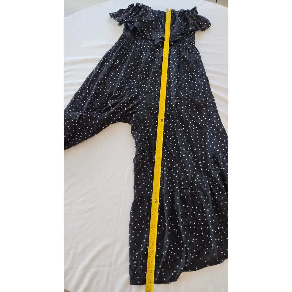 Lush Off The Shoulder Star Print women Jumpsuit Black Size Medium - Image 10