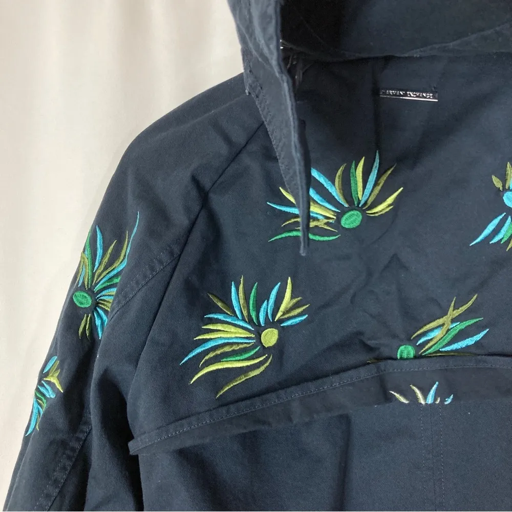 Armani Exchange  | Navy Embroidered Hooded Zip Button Jacket XS - Image 8