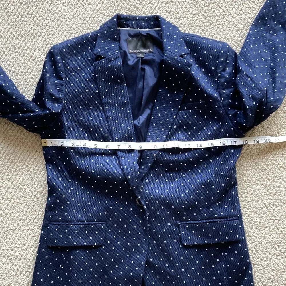 NEW Banana Republic Navy Blue Blazer Suit Jacket Size 4 Work Cotton Blend NWOT - Image 4