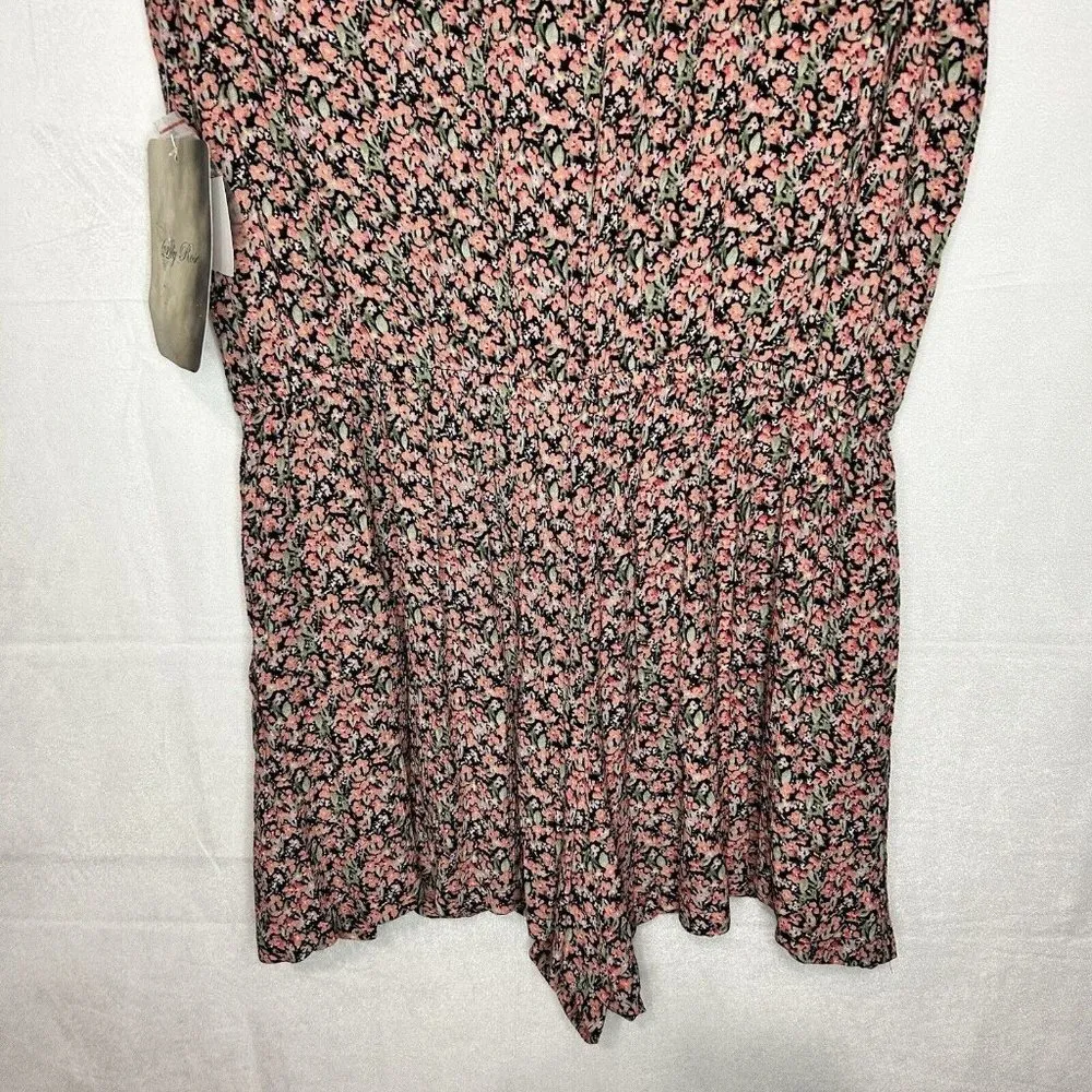 Lily Rose Floral Ruffle Henley Drawstring Romper Sleeveless Sz M - Image 8
