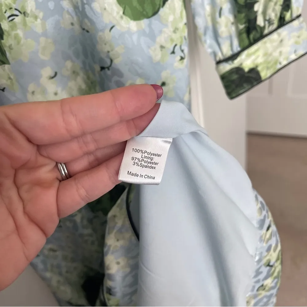 Tuckernuck Hydrangea Blooms Haven Floral Long Sleeve Dress Blue Green Belted - Image 6