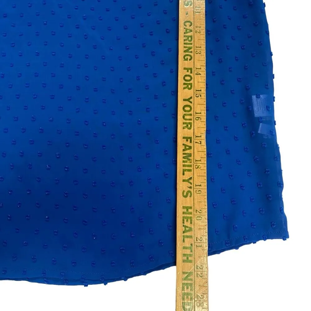 New York & Company Womens Swiss Dot Blouse Top Royal Blue ¾ Balloon Sleeve Sz XS - Image 6
