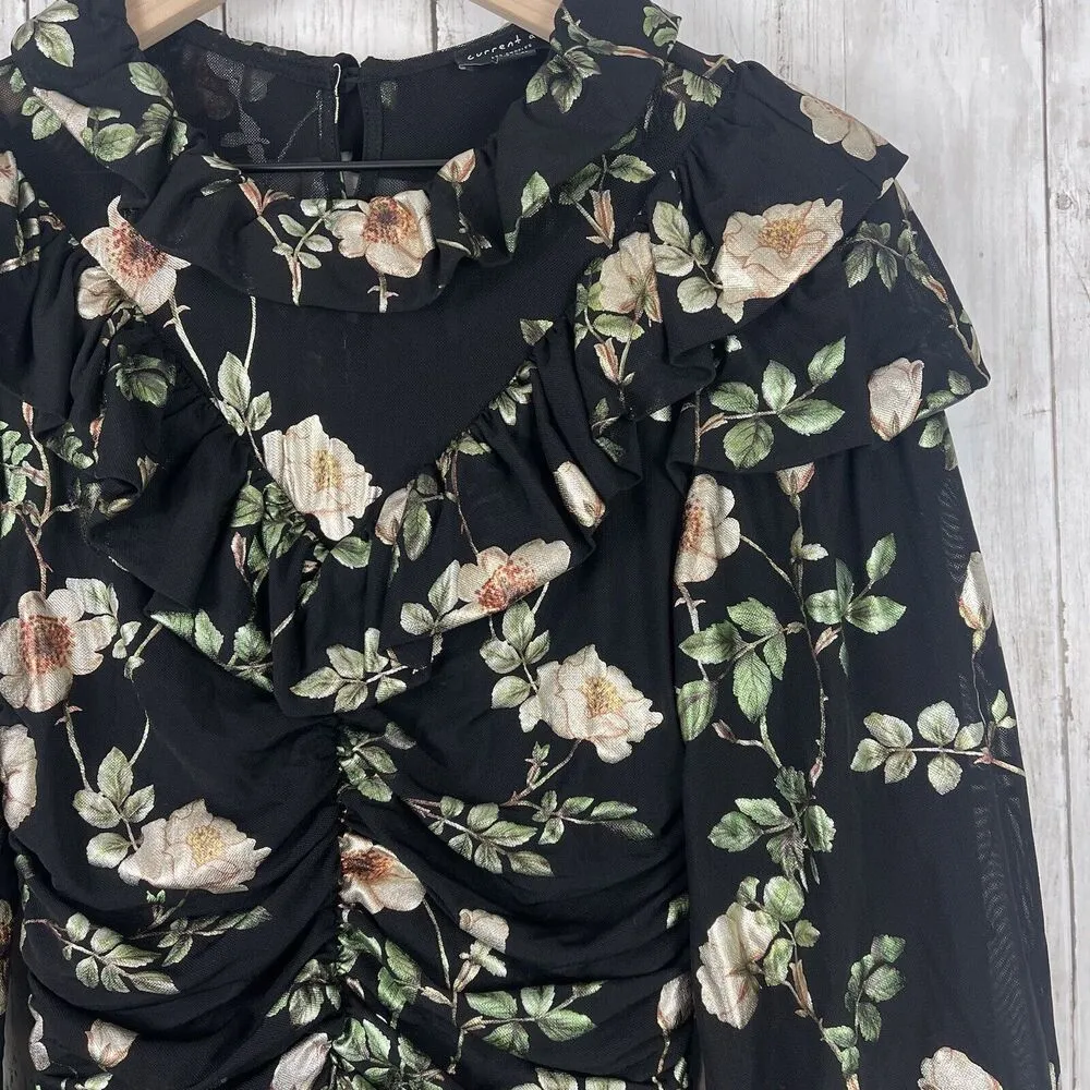 Current Air Anthropologie Dress XS Green Floral Maxi CottageCore Peasant Regency - Image 4