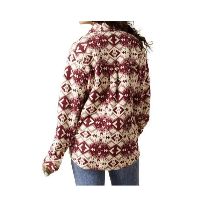 New NWT $85 Womens NWT S Ariat Fillmore Shirt Jacket Red Cream White Warm Button - Image 2