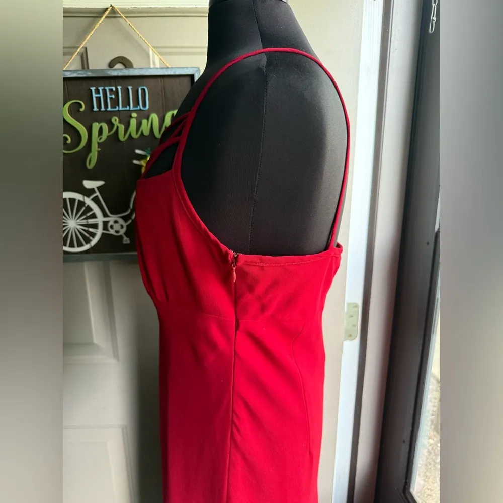 Vintage Evan Picone sleeveless red strappy maxi formal dress, size 16 - Image 7