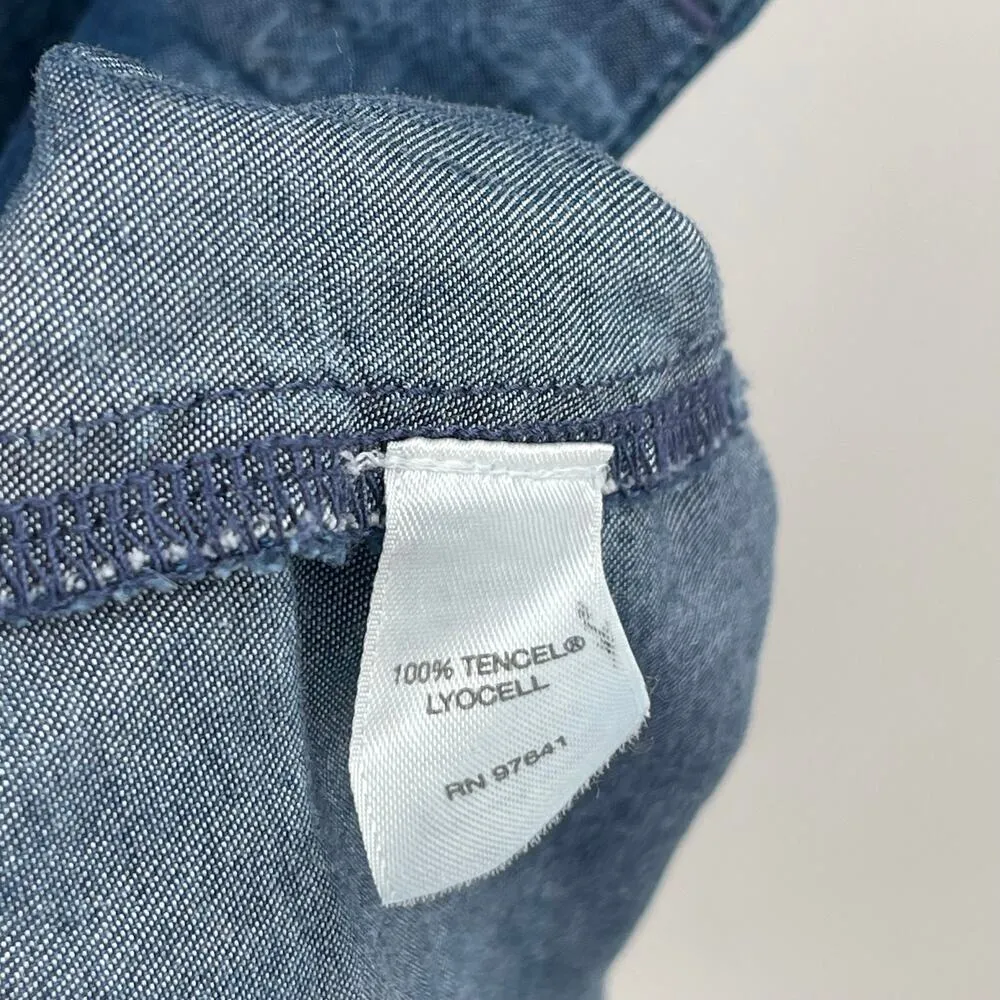 J.JILL Dress Size Small Chambray Denim Button Down Casual Lightweight Patchwork - Image 13