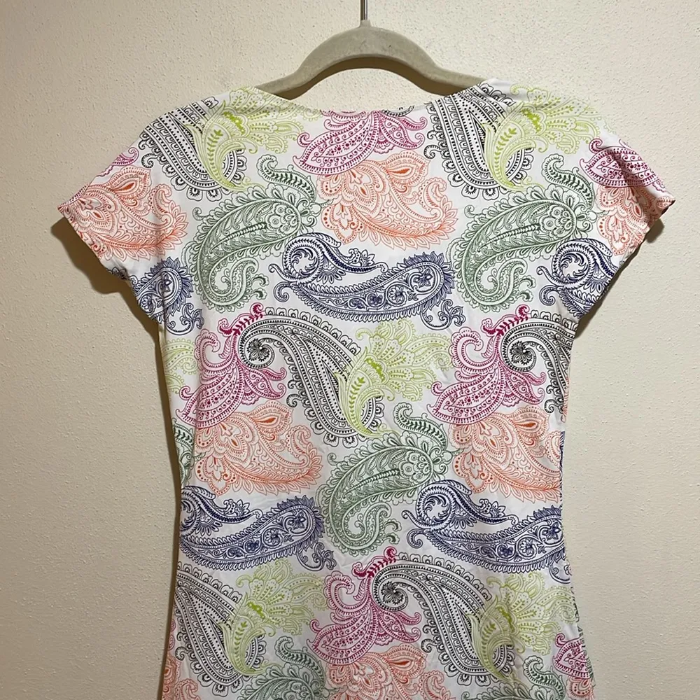 Title Nine Majestic White Multicolor Paisley Cowl Neck Athletic Dress Size XS - Image 8