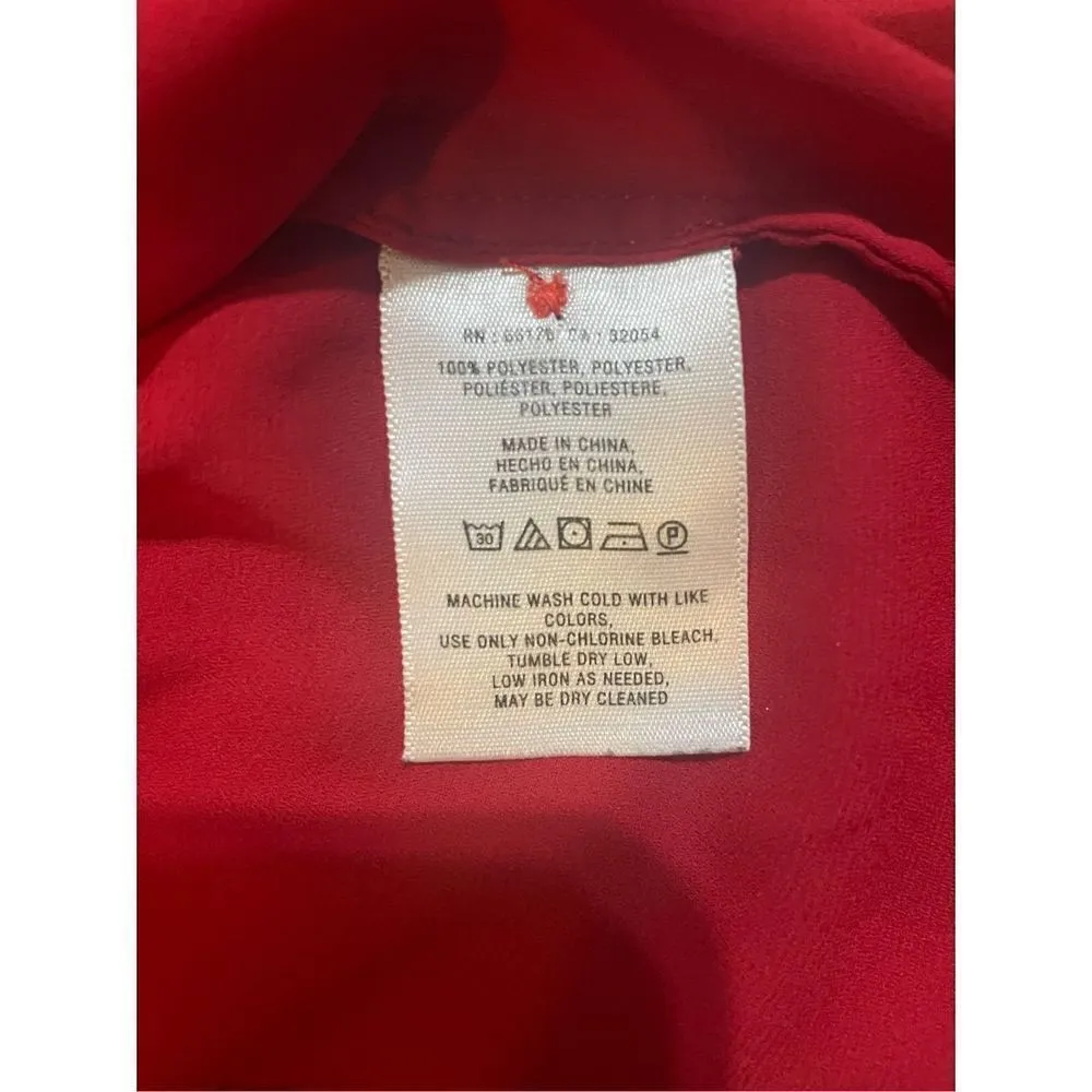 ANTHROPOLOGIE MAEVE Red Chevron Inlay Popover Top Blouse Sz. 4 - Image 10