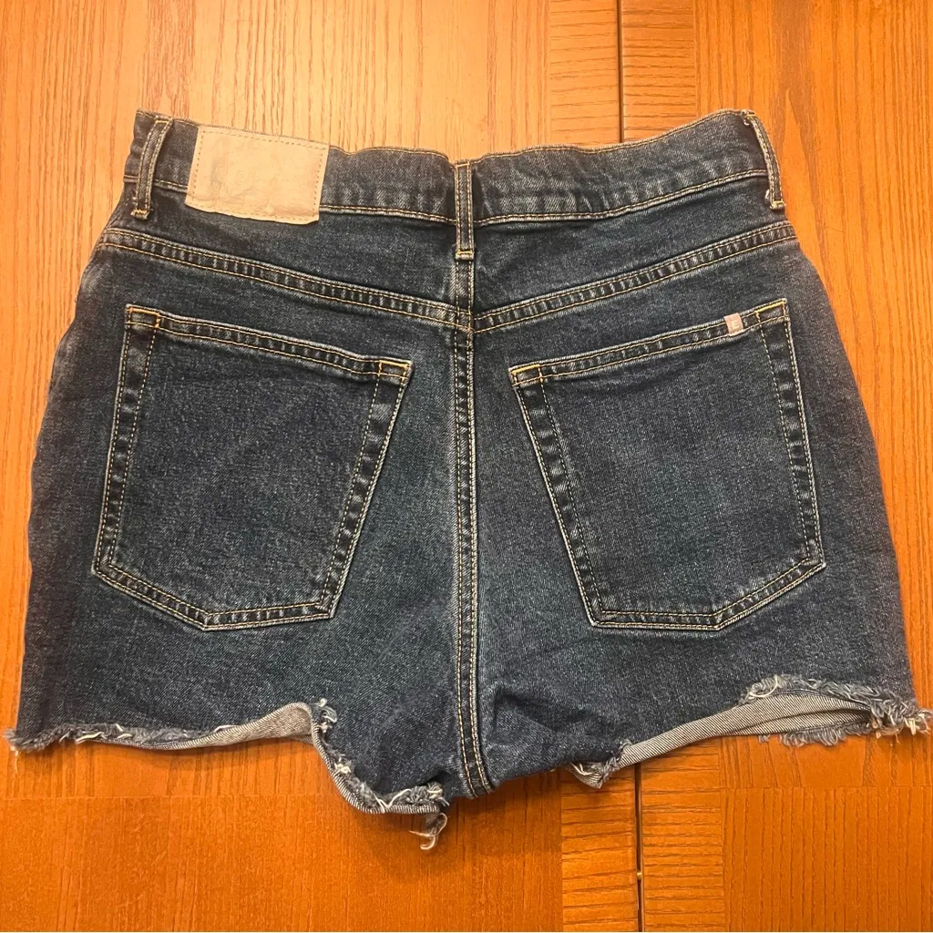 EVERLANE The Way-High Cut-Off Raw Hem Denim Shorts in Indigo Blue Size 26 - Image 10