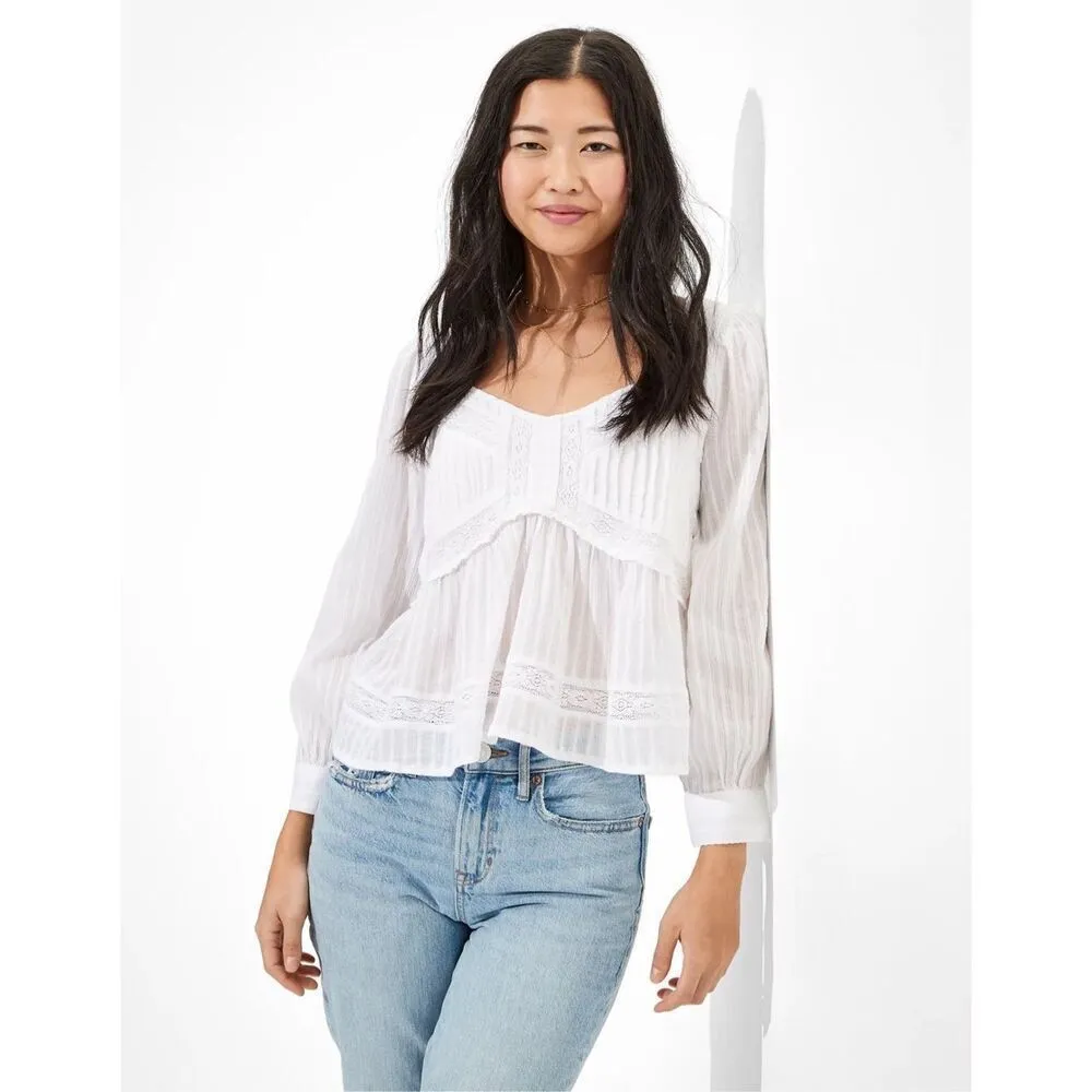 American Eagle Long-Sleeve Babydoll Blouse - Image 5