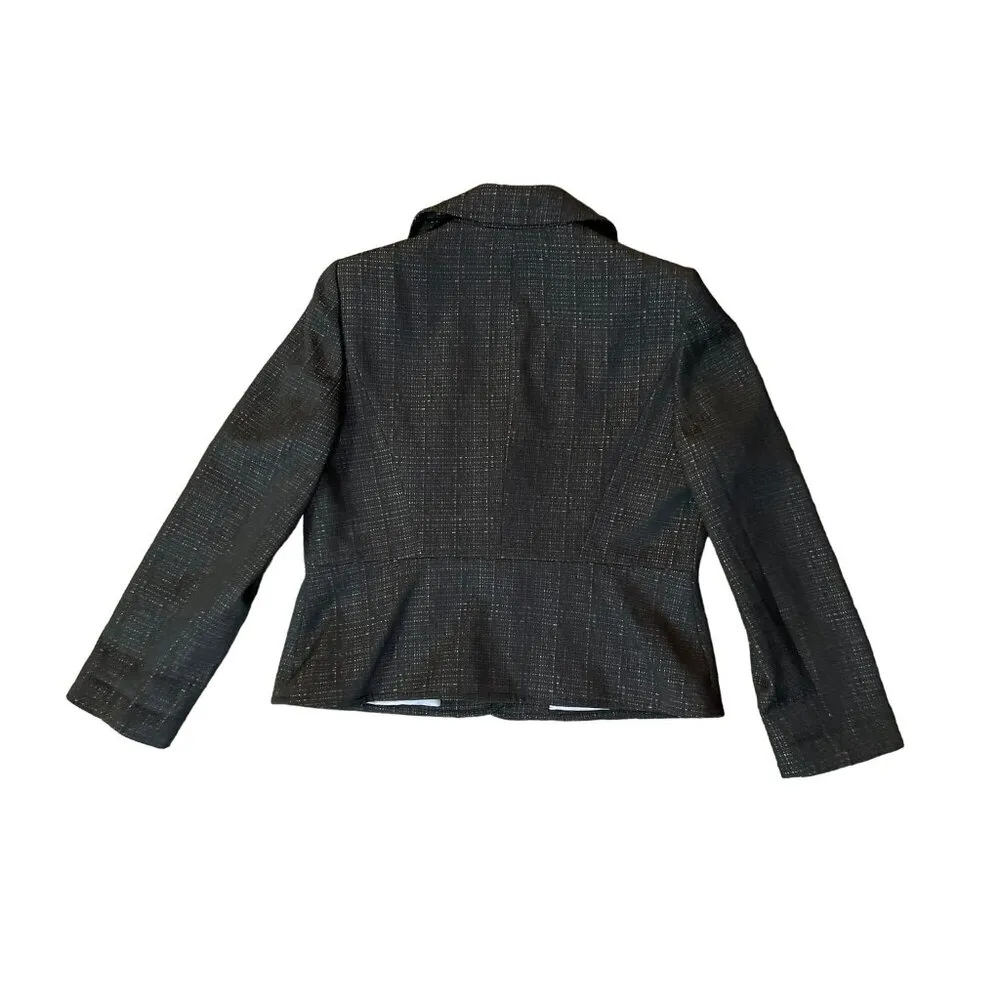 LeSuit Skirt Suit Womens 12 Used Black Silver Textured - Image 11