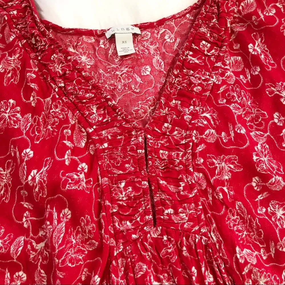 Hinge Red Floral Flutter Sleeve Maxi Dress - Image 5