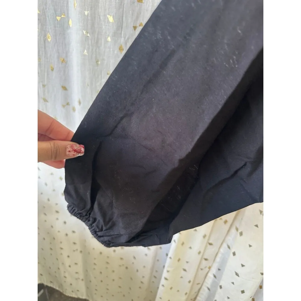 Amuse Society NWT Flax Blend Made To Front Drawstring Tie Long Sleeve Blouse S - Image 4