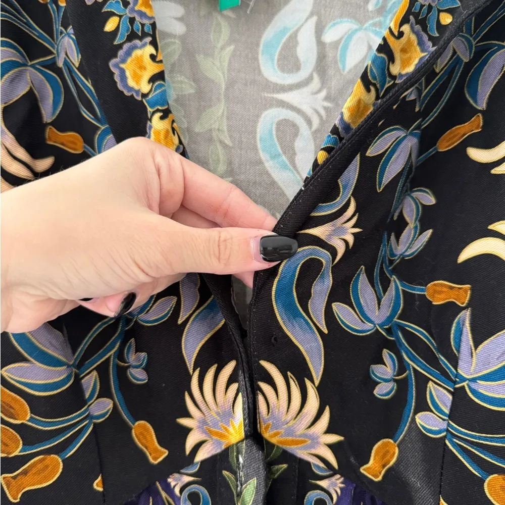 FARM RIO Black Winter Garden Mini Dress S - Image 8