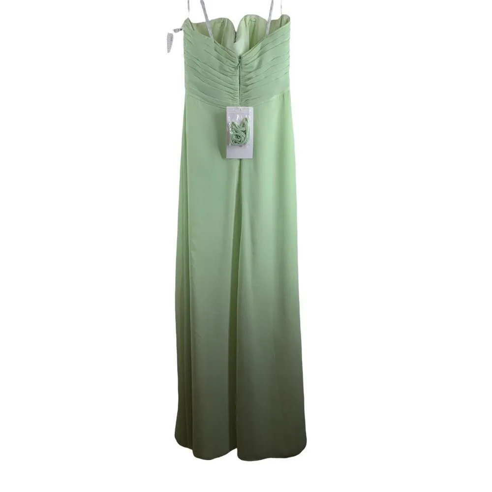 NWT Jasmine B2 Sage Green Pleated Chiffon Gown Size 8 Long Dress Prom Bridesmaid - Image 3