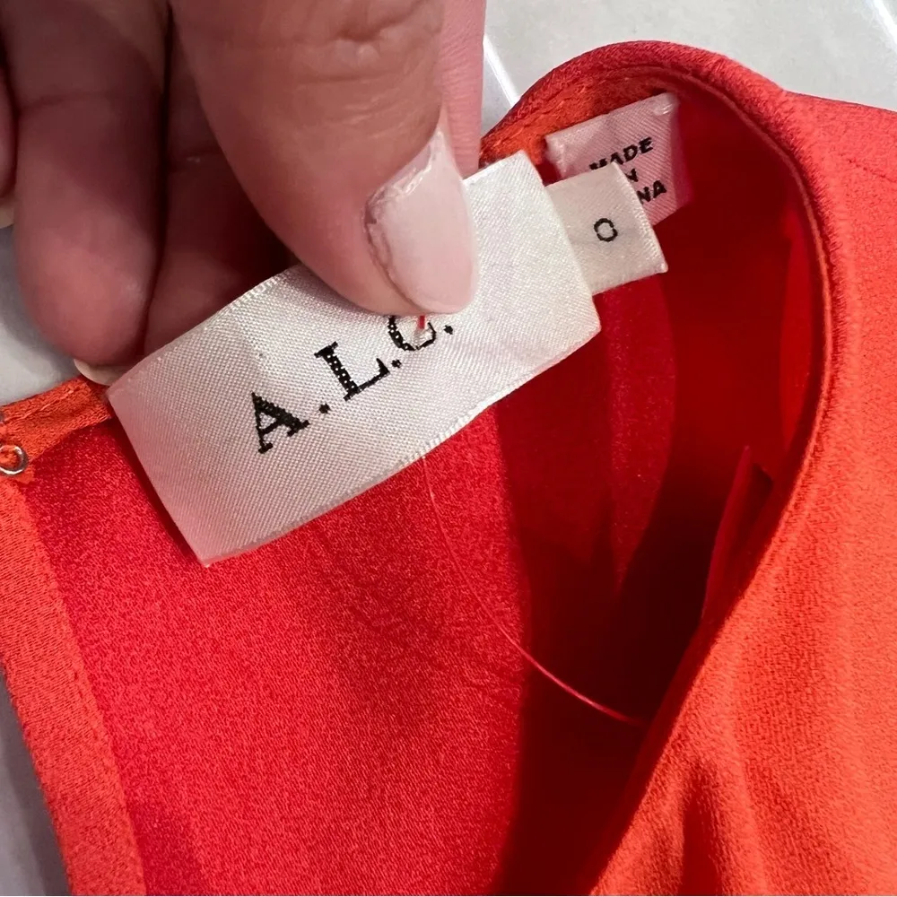 A.L.C. Sleeveless Silk Lowry Slit Midi Dress Tangerine Orange - Image 7