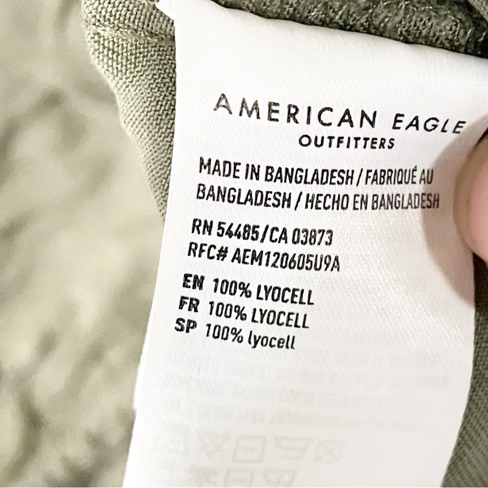 American Eagle Women Large Green Full Zip Hooded Canvas Military Jacket - Image 4