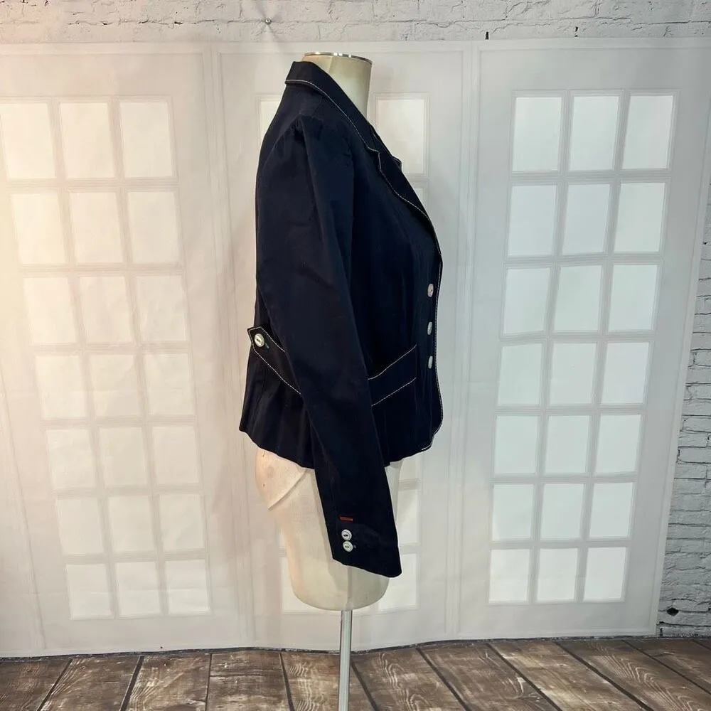 Luella For Target Blue Notch Lapel Three Buttons Lined Blazer Jacket Size XL - Image 4