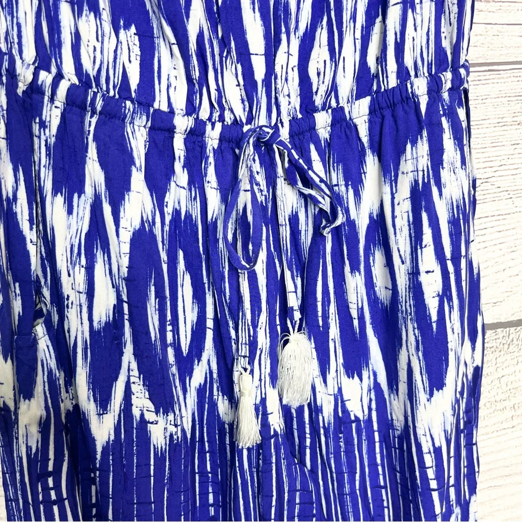 Tommy Bahama Blue & White Boho Strapless Jumpsuit Size Small Beach Travel Summer - Image 6