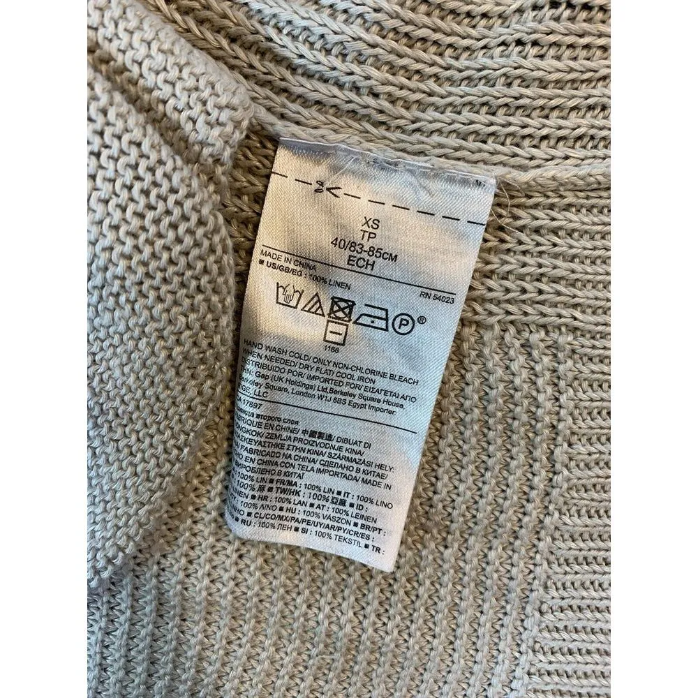 Banana Republic Italian Linen Sweater Womens XS Drape Cardigan Chic Neutral READ - Image 12
