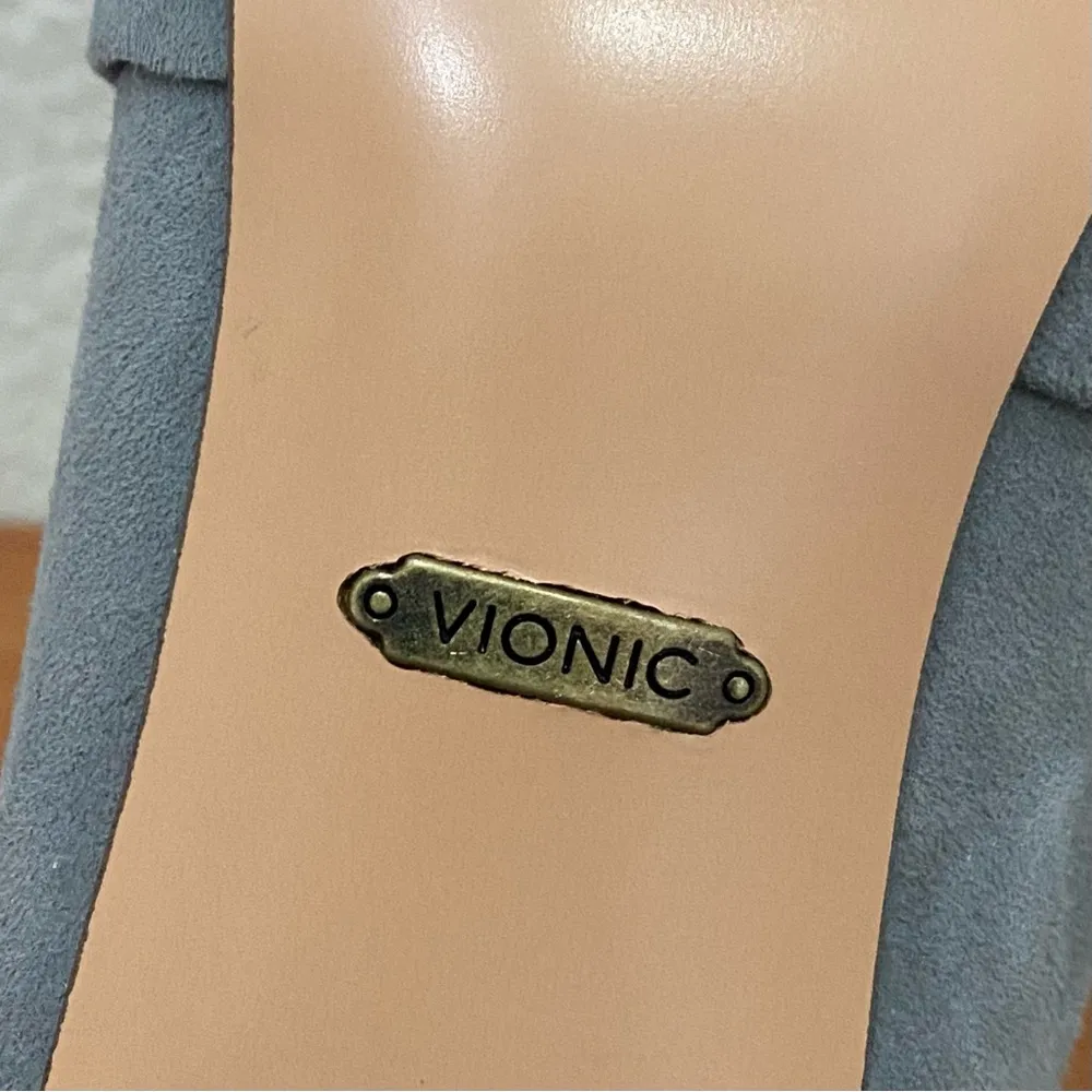 VIONIC Plaza Presley Bow Gray Suede Heeled Mules Slip On Women’s Shoes Size 7.5 - Image 13