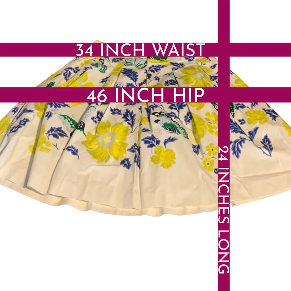 RSVP BY TALBOTS WHITE, YELLOW, BLUE & GREEN COTTON FLORAL TWILL SKIRT (12P) - Image 11
