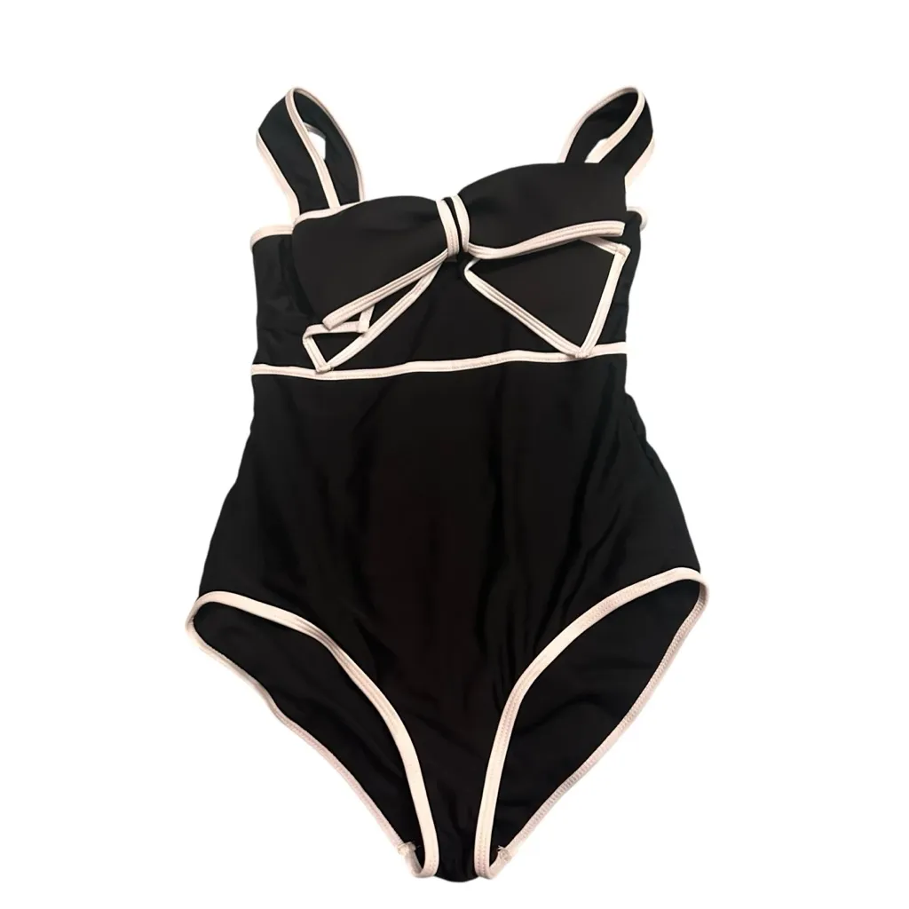 Black and White Bow Swimsuit - Image 2