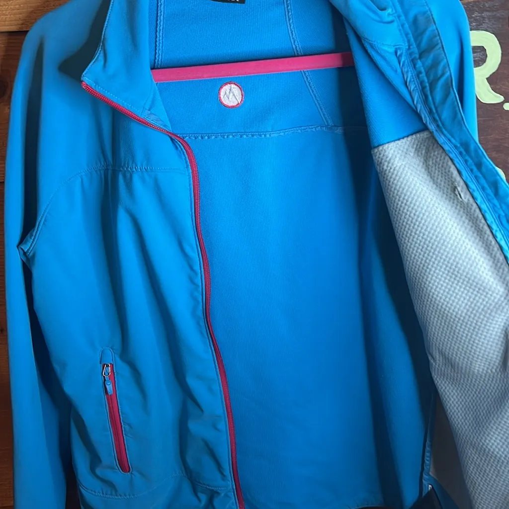 Marmot Tempo Zip Soft Shell Jacket Hike Outdoor Blue Pink water repellent - Image 8