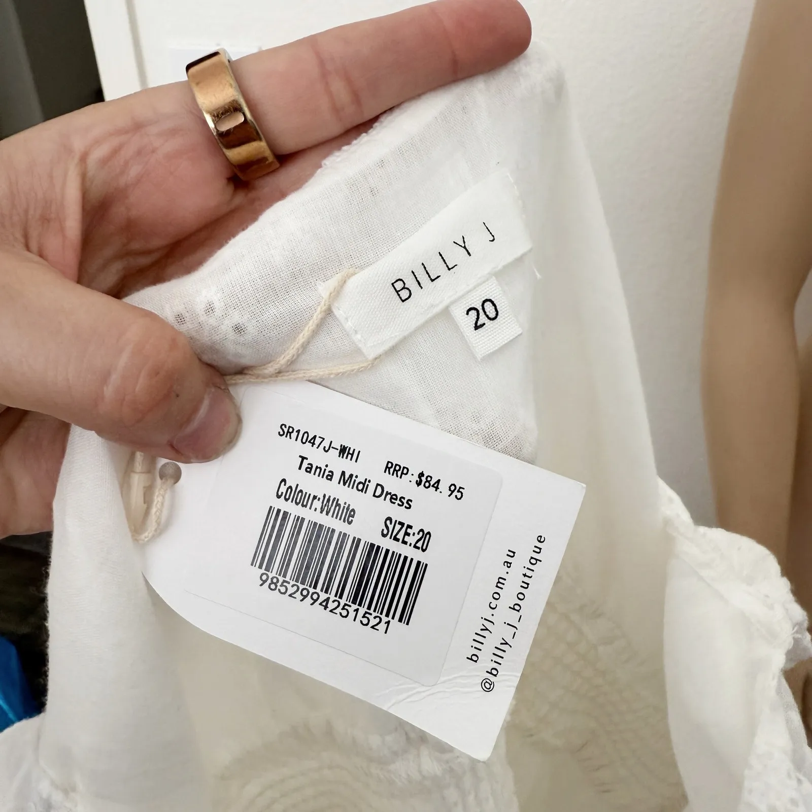 [Billy J] Tania White Eyelet Lace Puff Sleeve Square Neck Midi Dress NWT Size 16 - Image 11