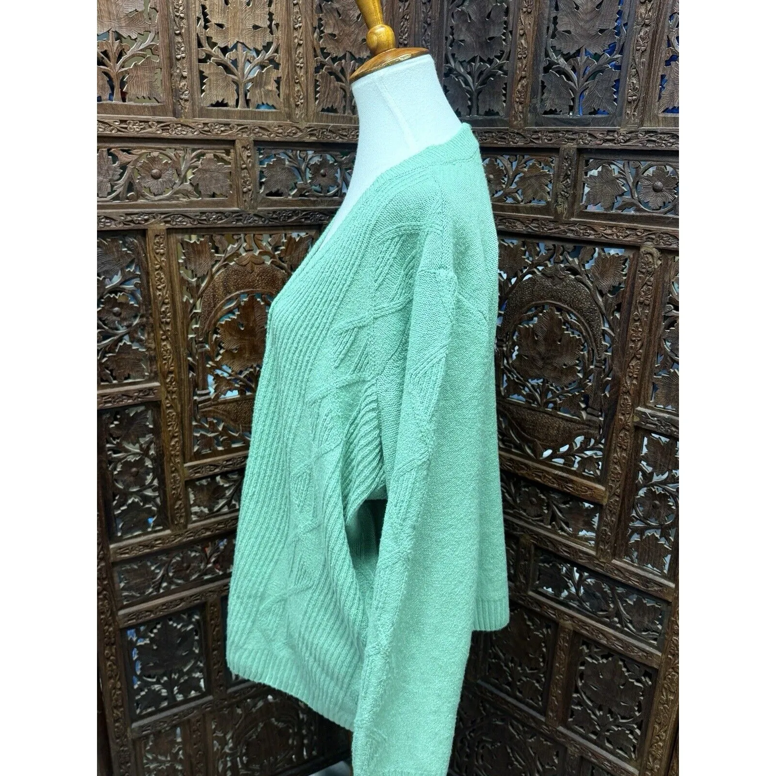 NEW St Johns Bay Henley Sweater Womens 2XL Green V Neck Buttons‎ NWT - Image 2