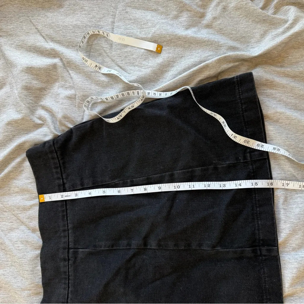 Topshop MOTO Denim Mini Skirt A-Line Zip Back Retro Jean 10 Black Academia - Image 7