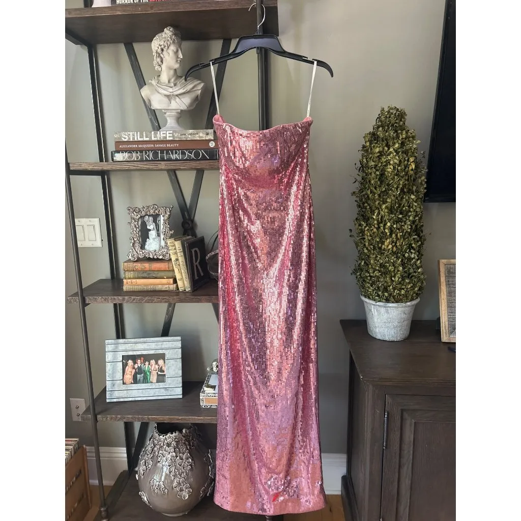 retrofete Ember Sequin Strapless Maxi Dress Pink Womens Size XS - Image 5
