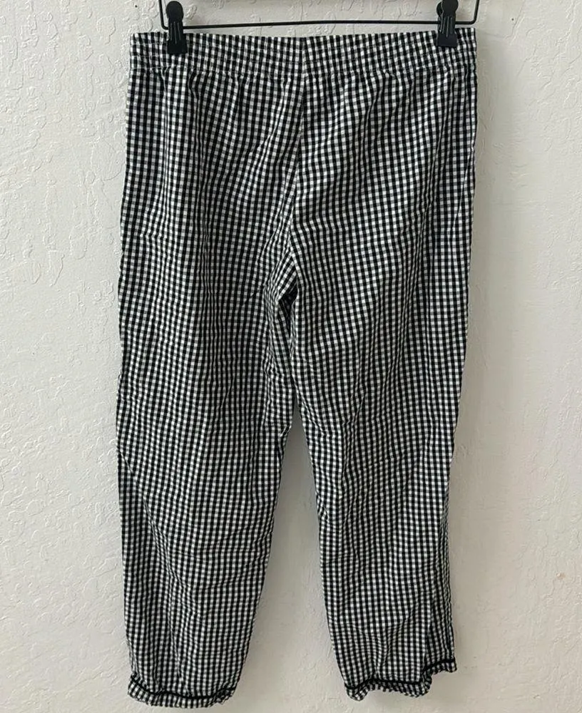 Love by  Gingham Black White Check Straight Leg Baggy Pull On Lounge Pants S - Image 6