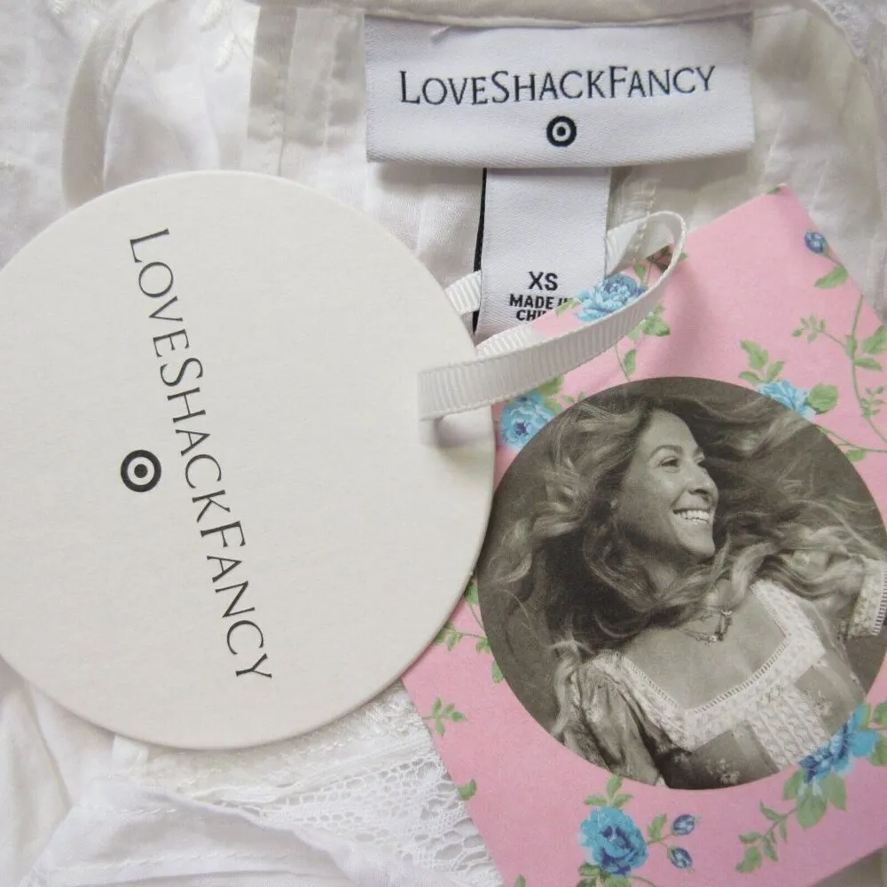 NWT LoveShackFancy x Target Talulah in White Pintuck Yoke Lace Trim Dress XS - Image 3
