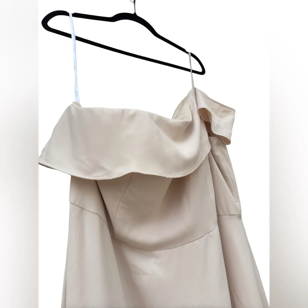 Hayley Paige Occasions W914 One-Shoulder Bridesmaid Dress Size 22 Cashmere NWT - Image 7