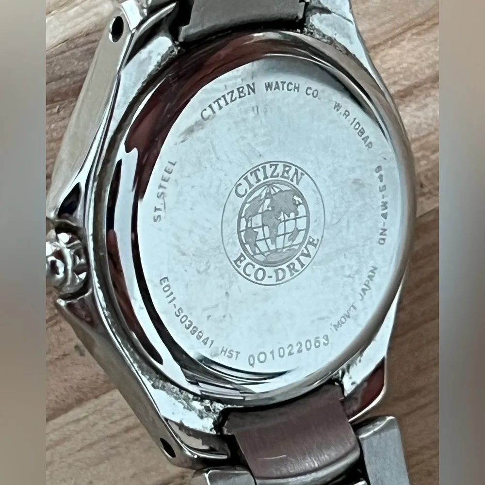 Citizen Eco-Drive Ladies Watch Pink Dial Stainless Bracelet Date Window WR100 - Image 12