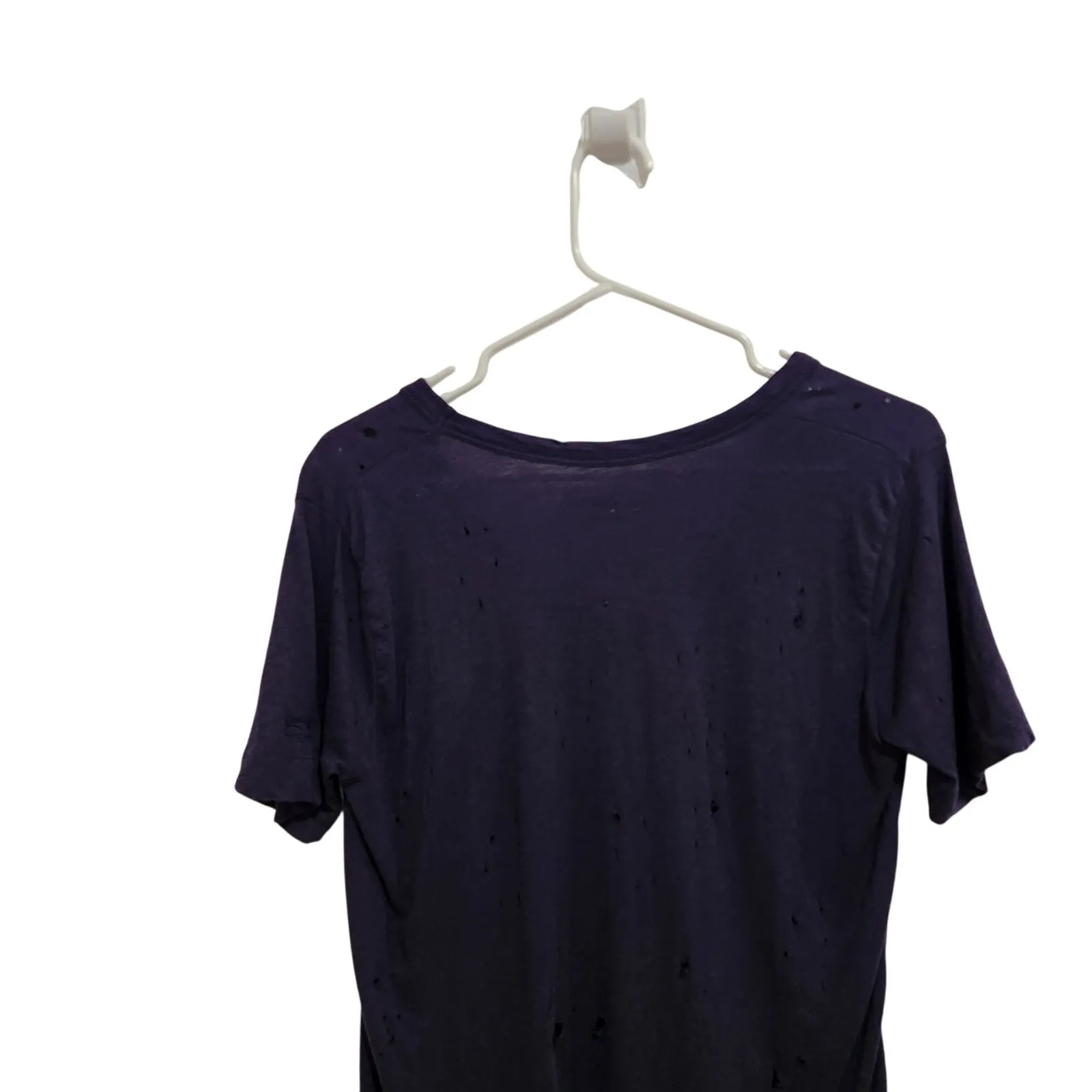 Zadig & Voltaire Purple Navy Short Sleeve V-Neck Distressed Casual T-Shirt XS - Image 9