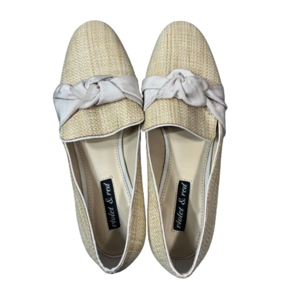 Violet & Red Slip Loafers Woven Look Almond Toe Size 8.5 - Image 3