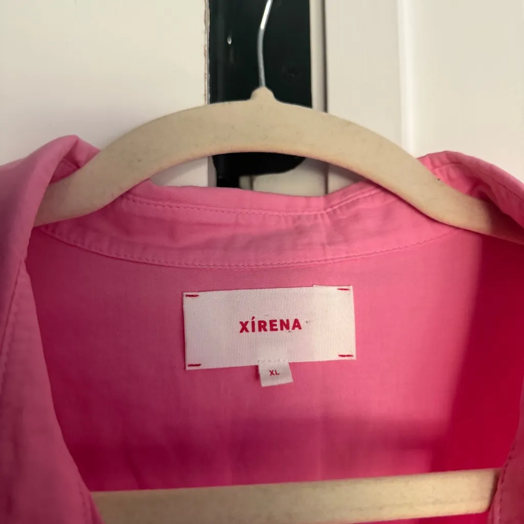 Xirena Channing Tea Rose Pink Short Sleeve Button Down Top Size XL - Image 3