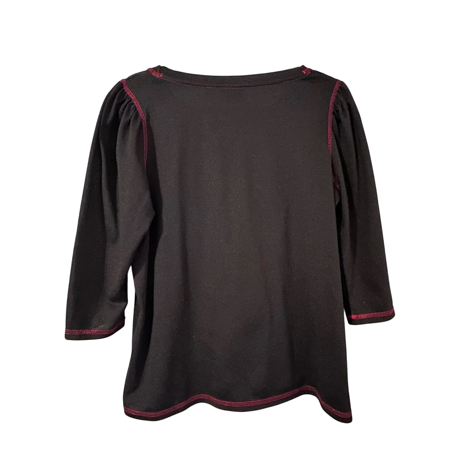 Onque Casual Womens Black Santa Claus Christmas 3/4 Sleeve L Holiday Lightweight Size L - Image 2