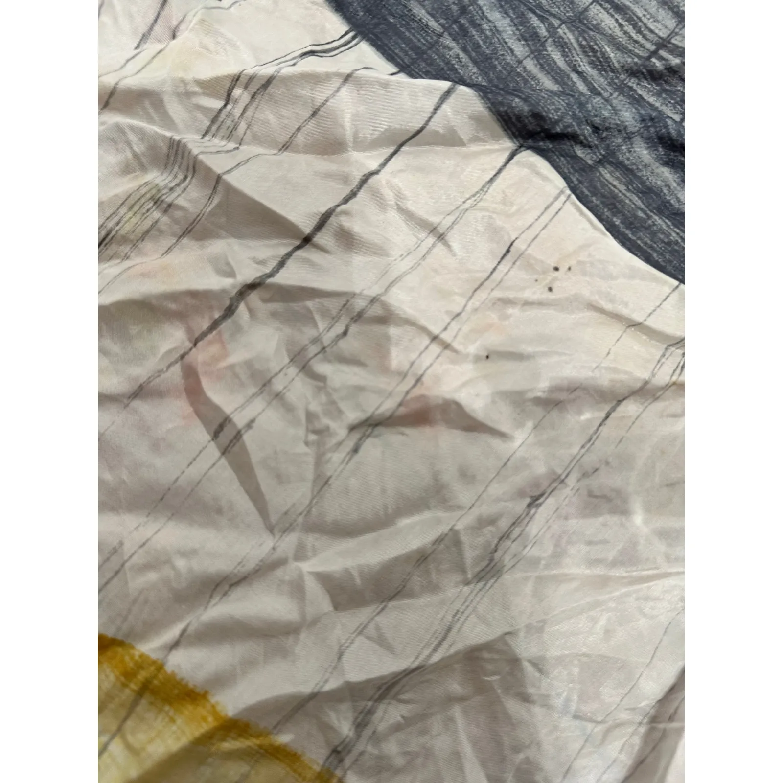 Unbranded Vintage 1980s White Yellow Abstract Design Scarf Wrap - Image 9