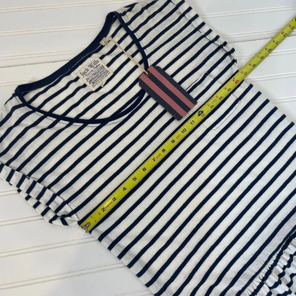 NWT Jack Wills Blue & White Stripe Short Sleeve Mini Peplum Dress Size 4 - Image 6