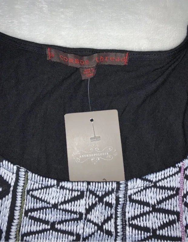 Common Thread By Anthropologie black embroidery top short sleeve Size Small - Image 5