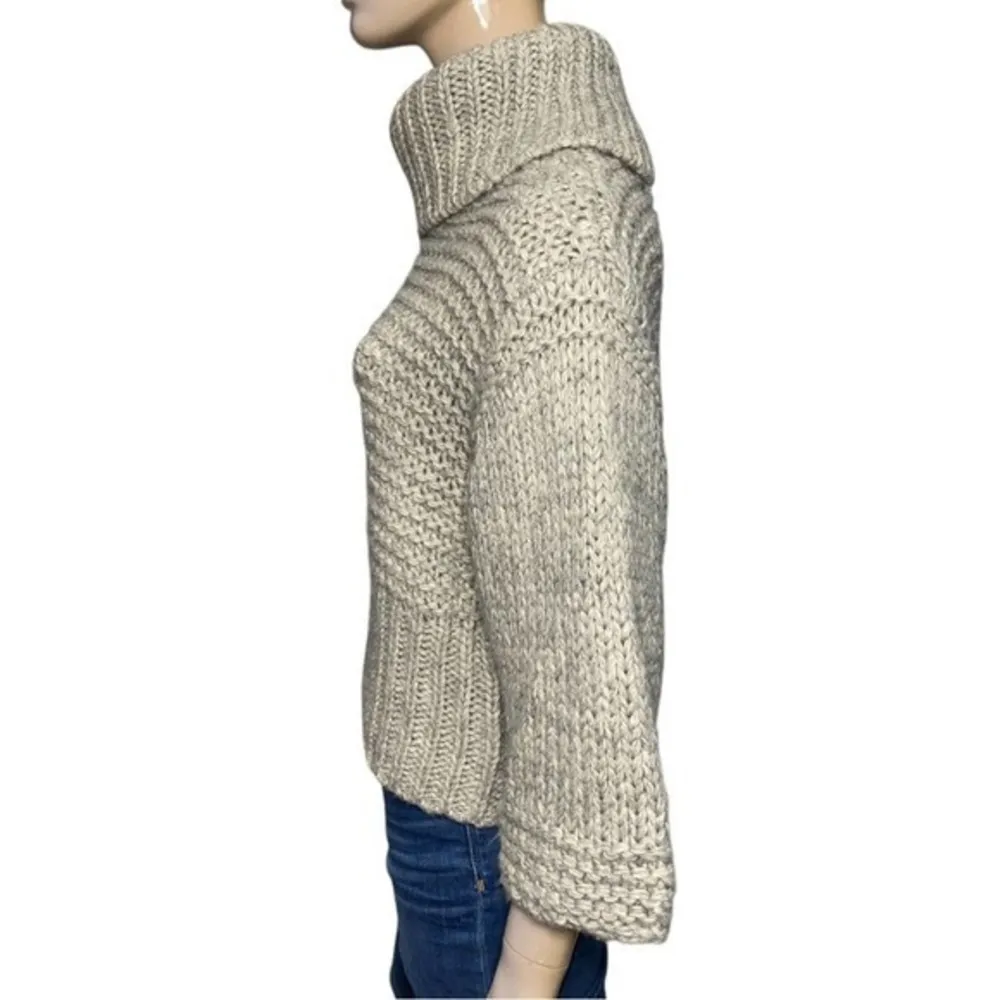 Pookie & Sebastian Women’s Size S Heather Gray Chunky Knit Turtleneck Sweater - Image 3