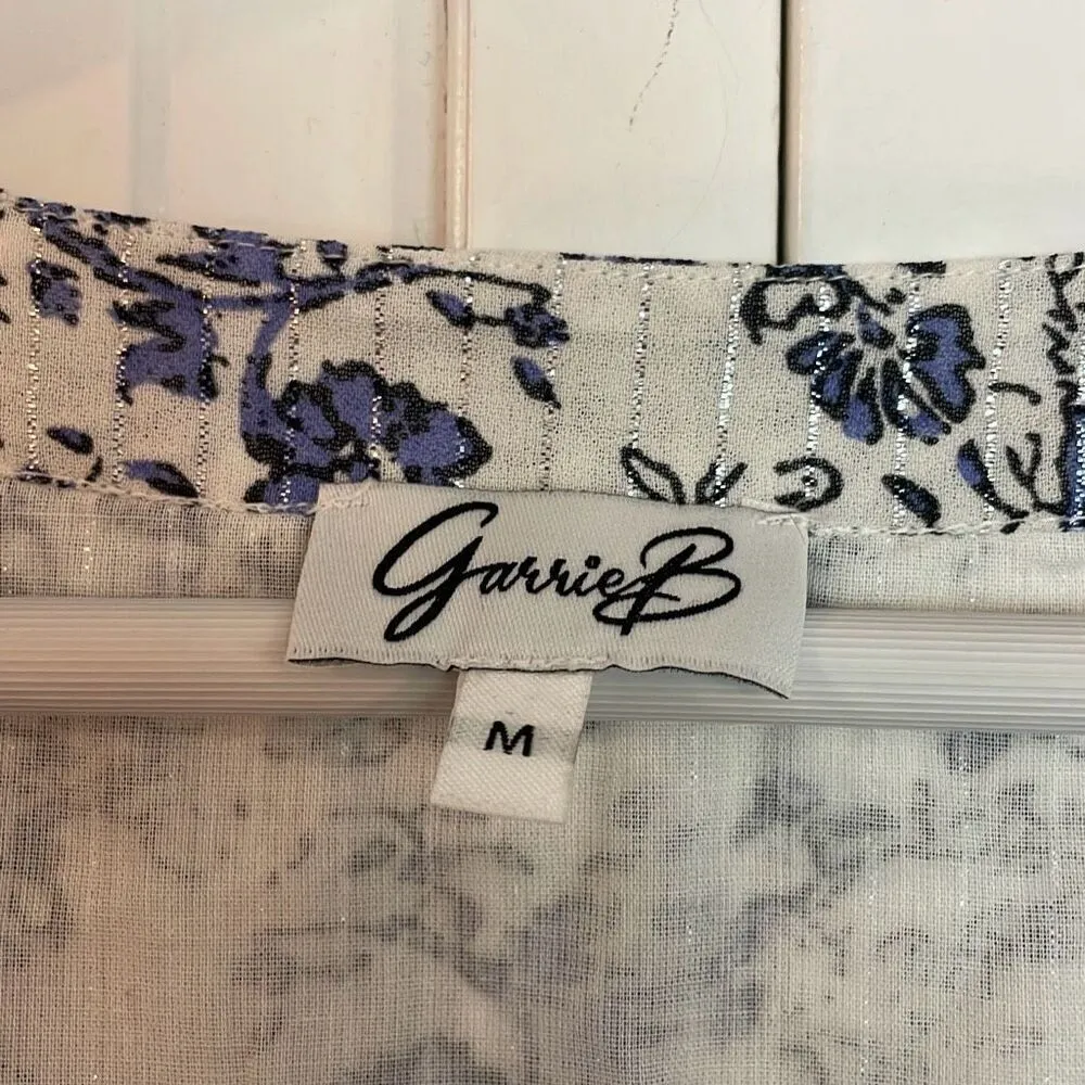 Garrie B blue floral square neck puff sleeve midi dress size M White Size M - Image 5