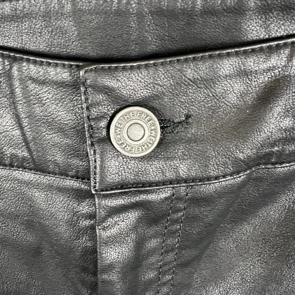 Free People Sasha Kick Flare Faux Leather Pants Womens Size 4 Black‎ Bikercore - Image 8