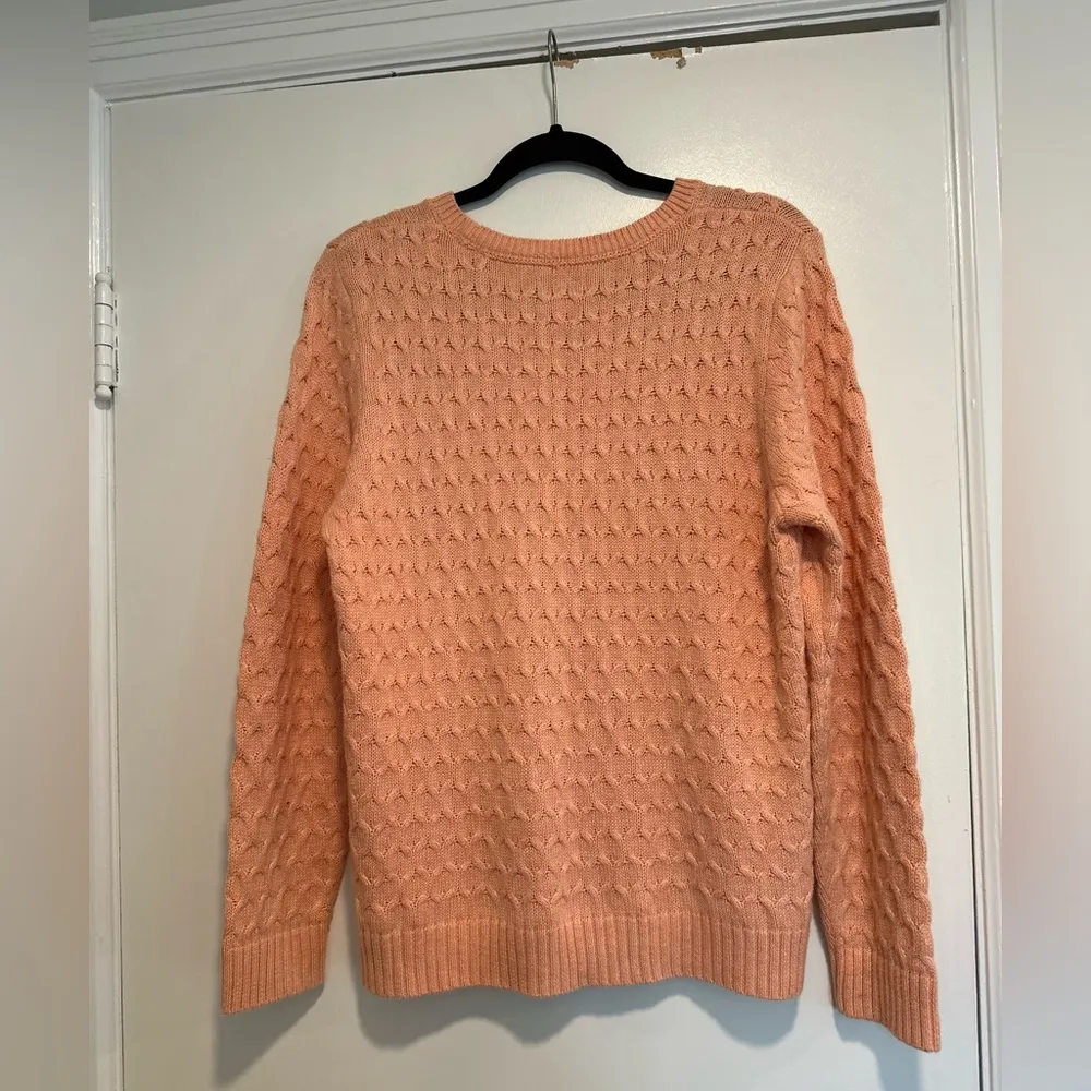 Croft & Barrow Women’s Sz: L Orange Cotton Cable-Knit Crew Neck Pullover Sweater - Image 2